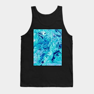 Seastorm Swirl Acrylic Pour Painting - Seafoam Variant Tank Top